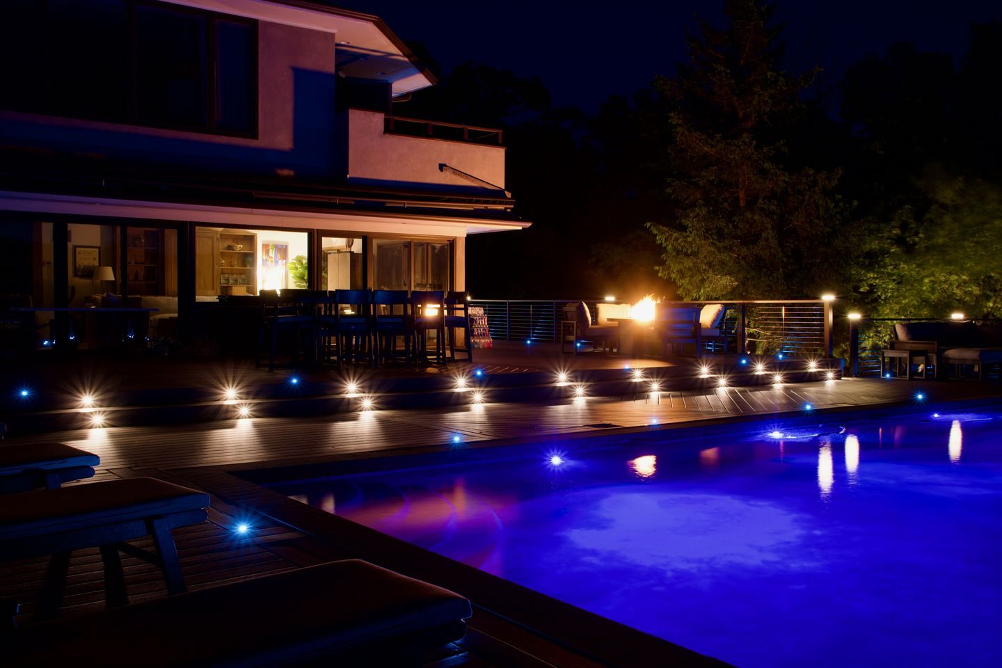 Aerial of a luxury Orange County estate deck in autumn