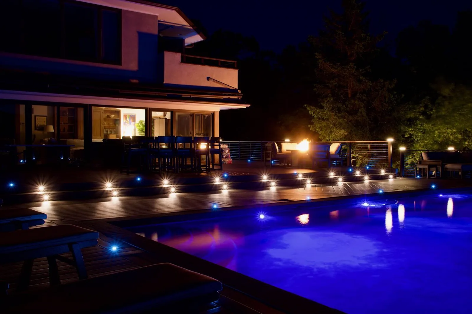 Aerial view of a luxury deck estate in autumn