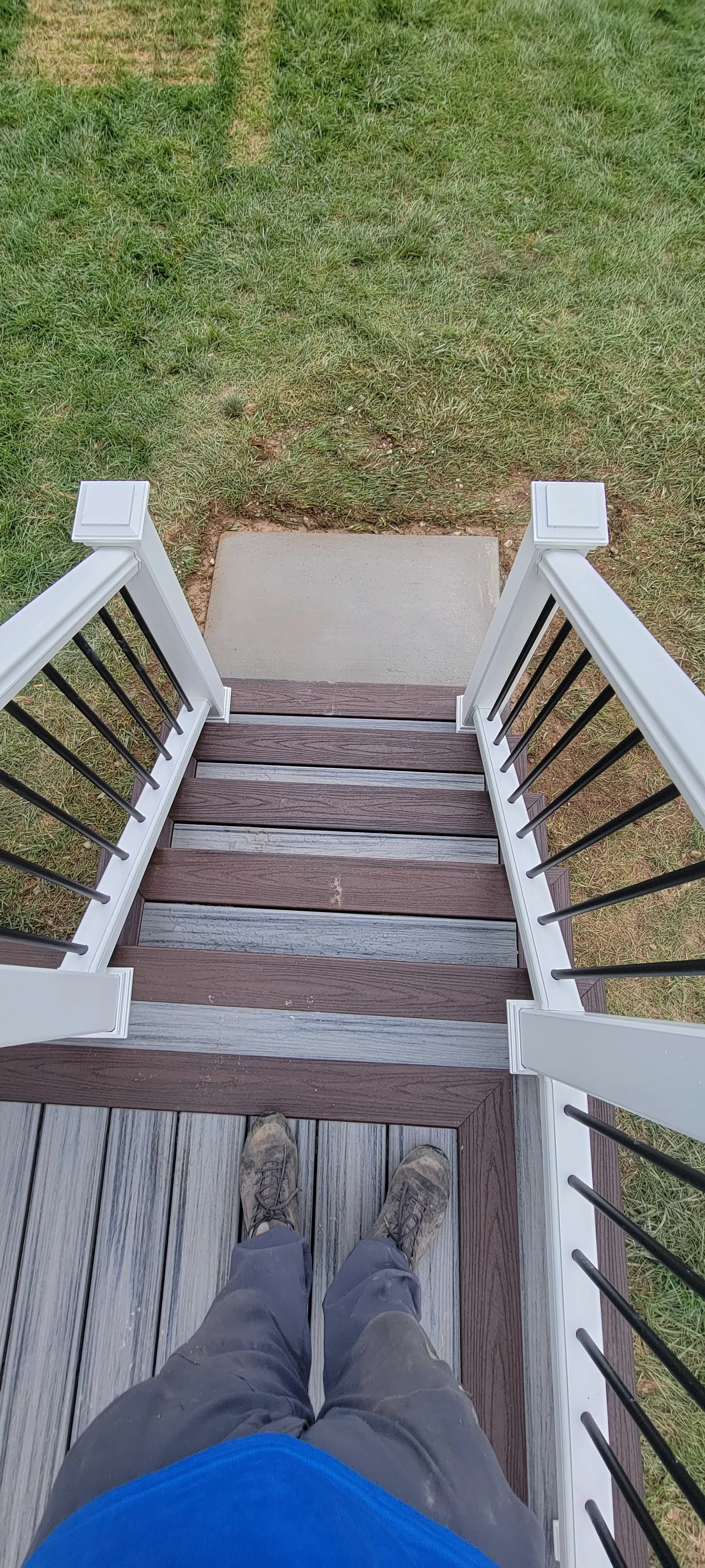 Straight composite board lines on a finished Hopewell deck — the look of controlled board movement