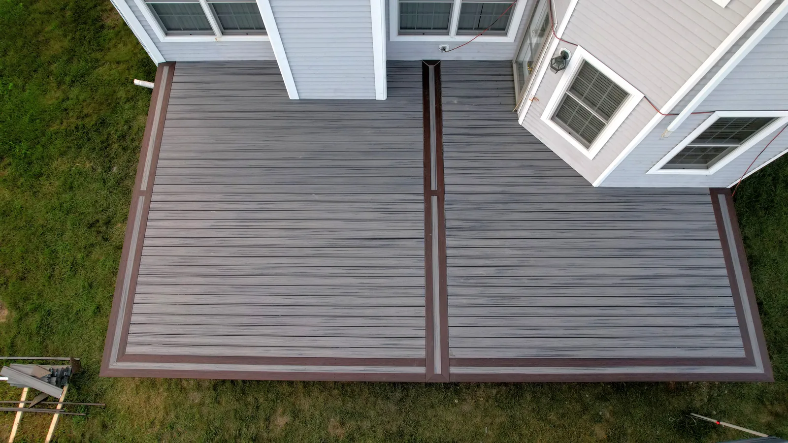 Drone aerial of Trex deck with picture-frame border in Hopewell Junction, NY