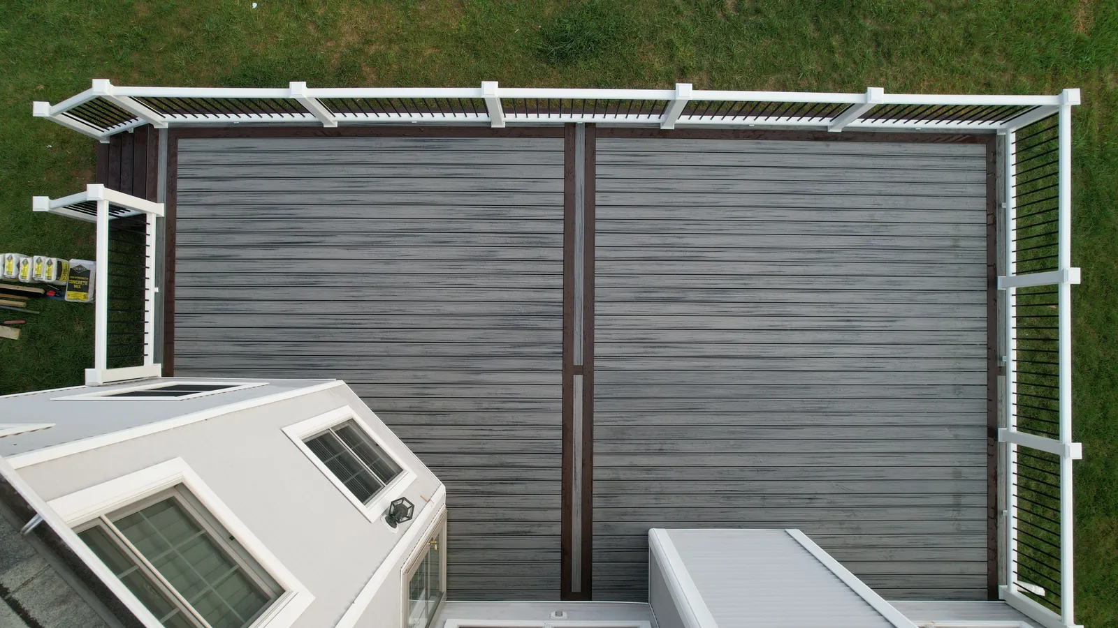 Aerial of a deck with pergola in Hopewell Junction, NY