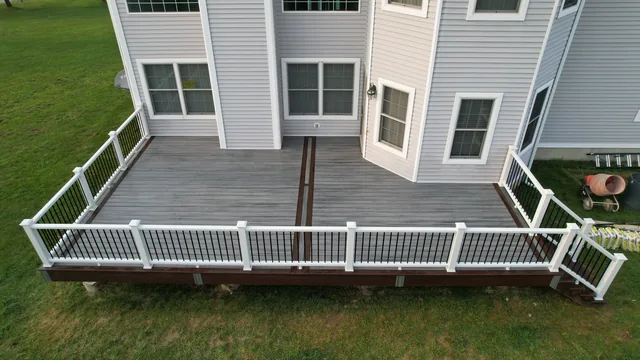 Deck with white railing and stairs, Dutchess County