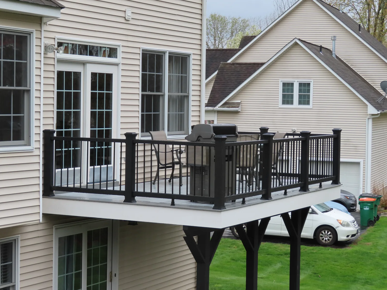 Second-story deck and railing on the Renaldi project in the Hudson Valley, NY
