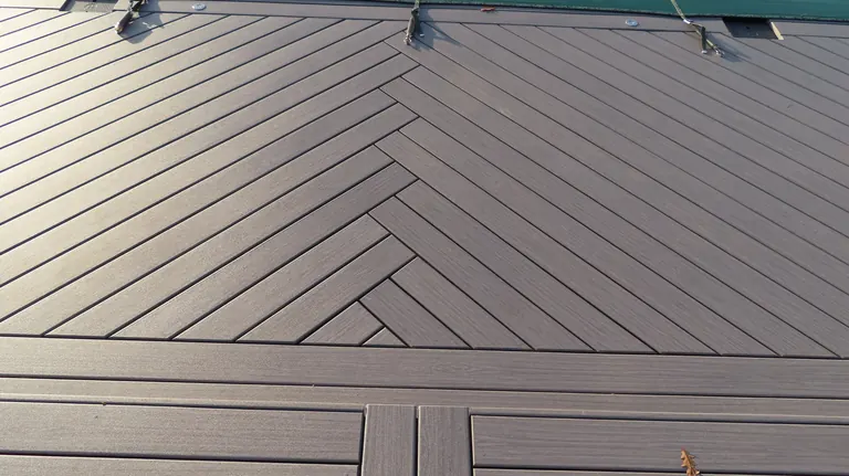 Herringbone inlay in composite decking