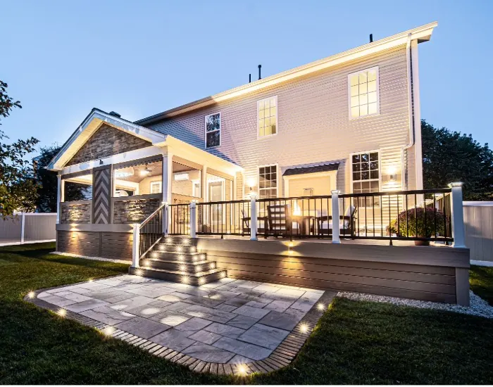 Finished deck/patio/lighting photo, flattened from Photoshop master